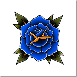 HomeSchoolTattoo Blue Rose Posters and Art